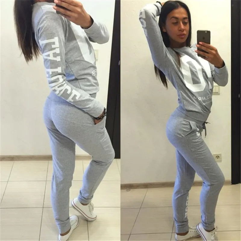 2 Piece Set Hoodies Sweatshirt Top Jogging Tracksuit