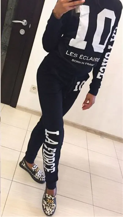 2 Piece Set Hoodies Sweatshirt Top Jogging Tracksuit