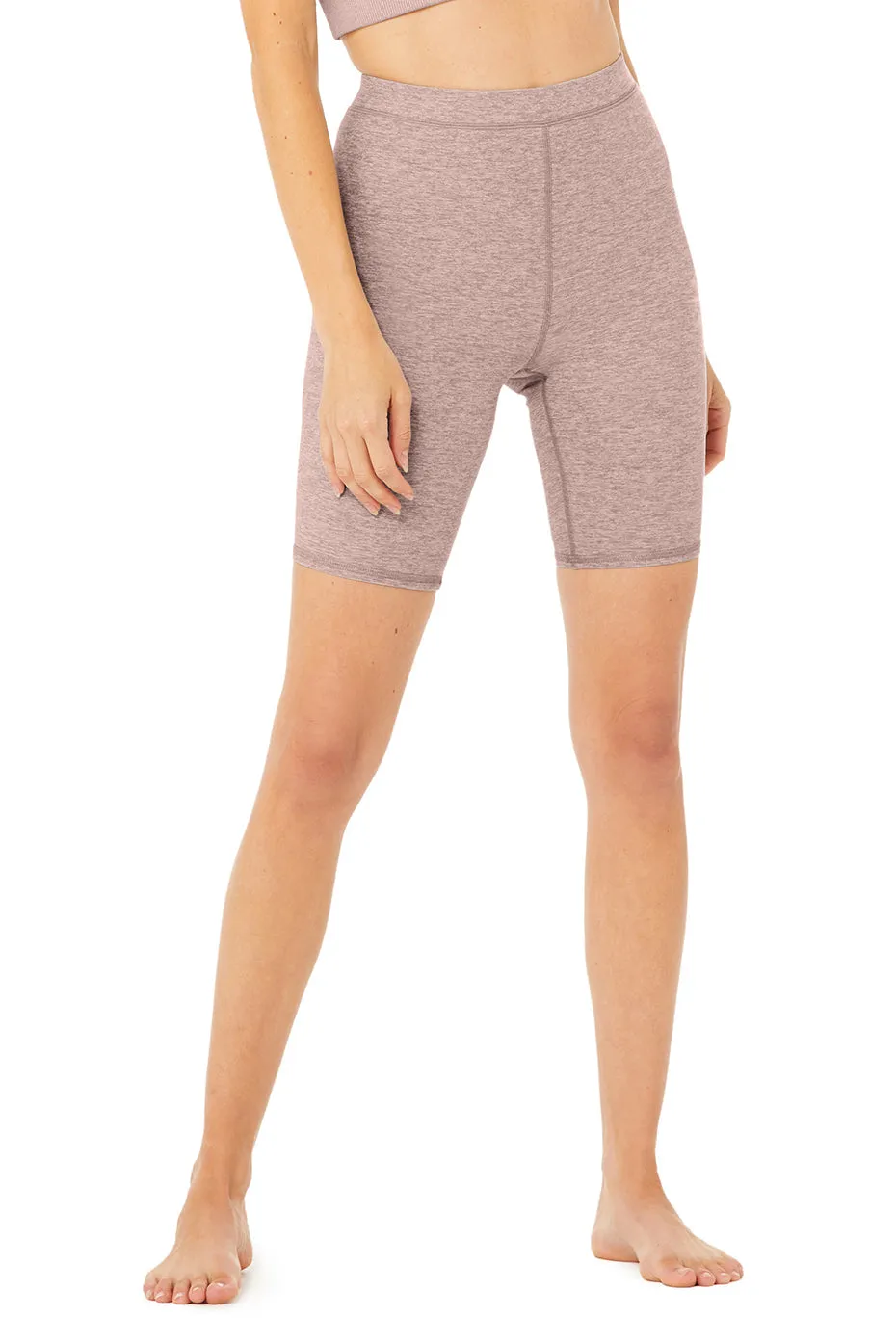 7" High-Waist Alosoft Flow Biker Short - Smoky Quartz Heather