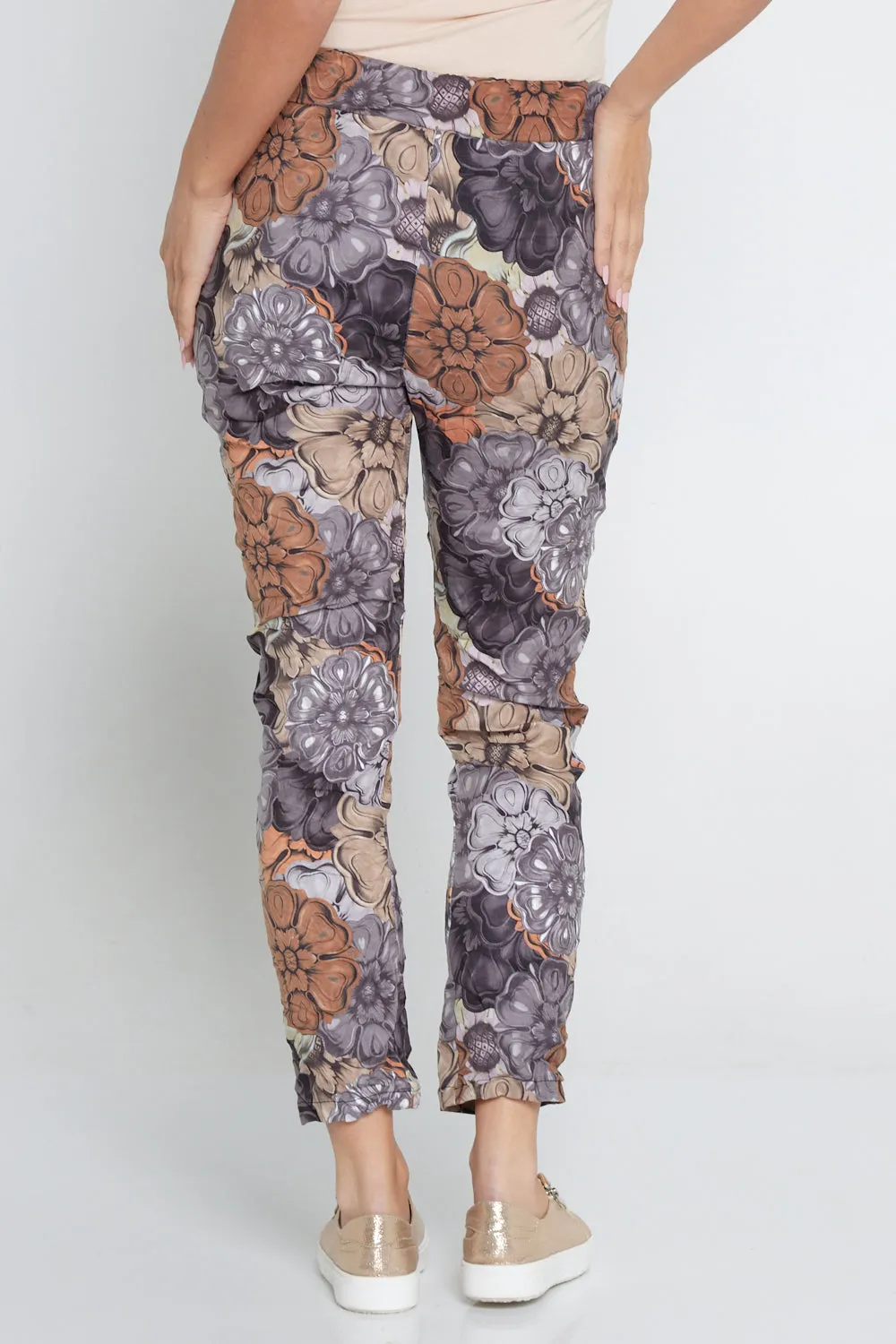 Alina Pants - Grey/Brown Floral