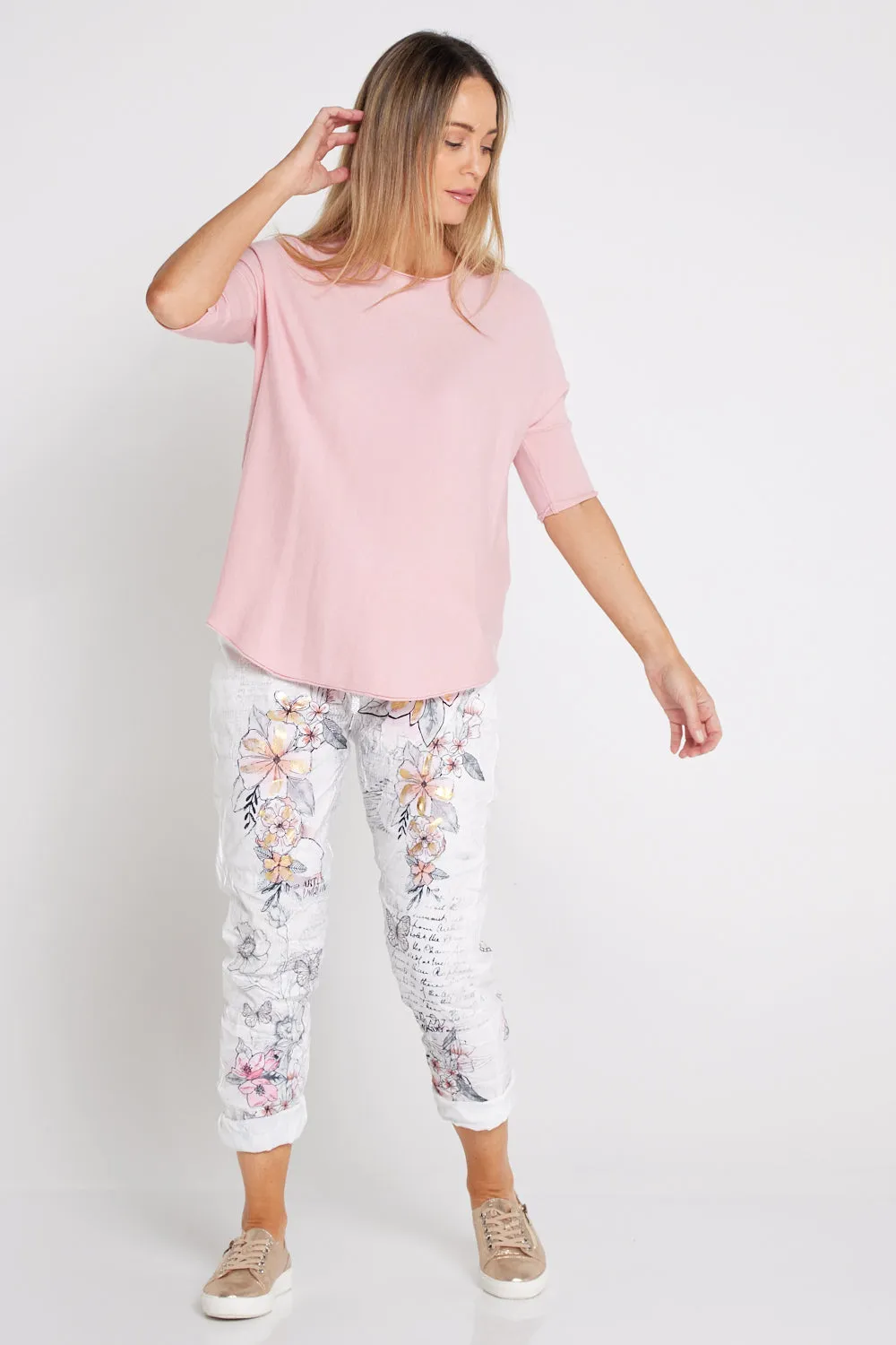 Alina Pants - White/Peach Blossom