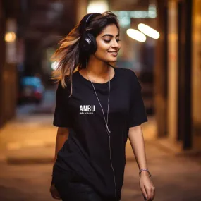 Anbu | Tamil Oversized T-Shirt (Black) (Right Pocket)