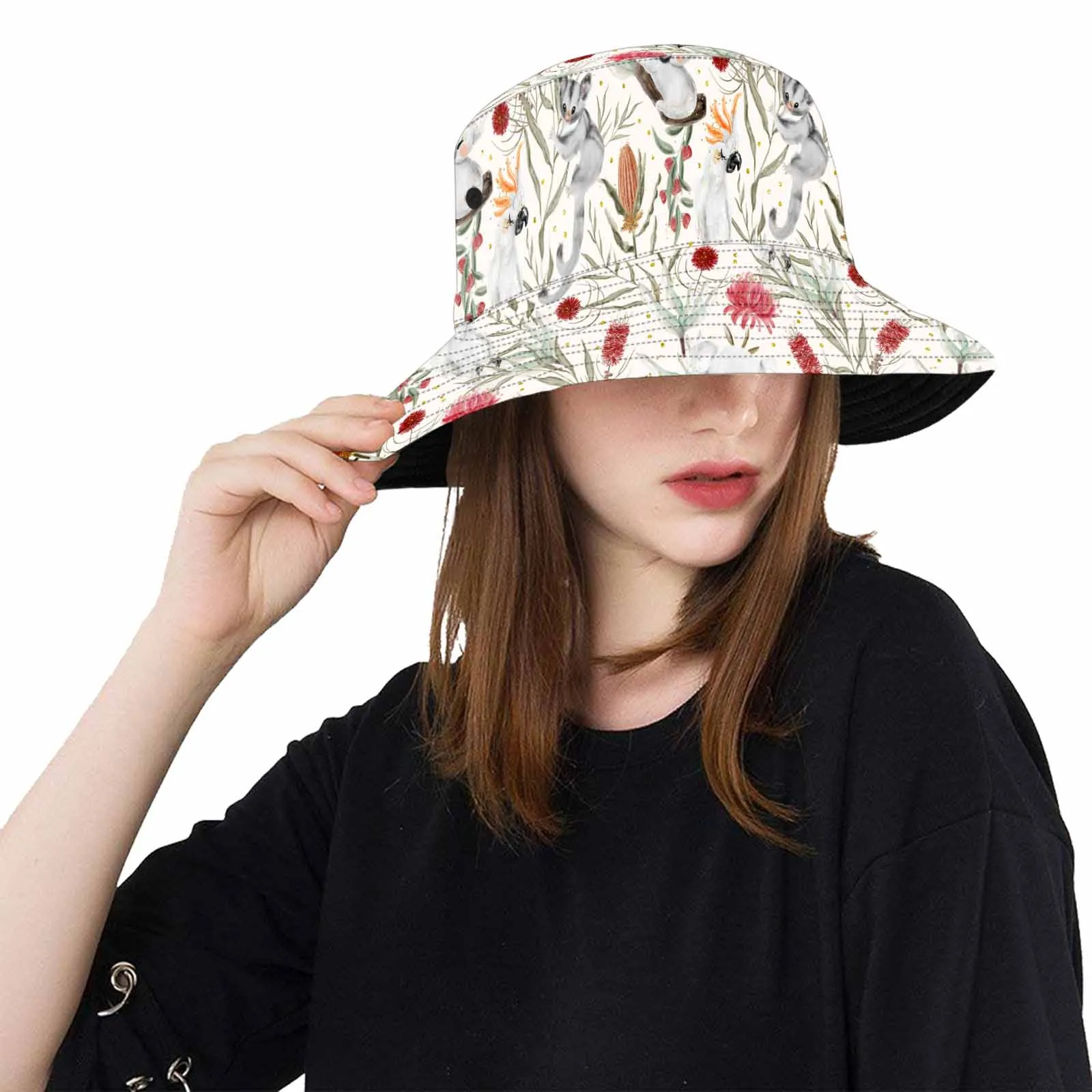 Australian Animals, Koala Cockatoo and Sugar Glider  Unisex Summer Single-Layer Bucket Hat