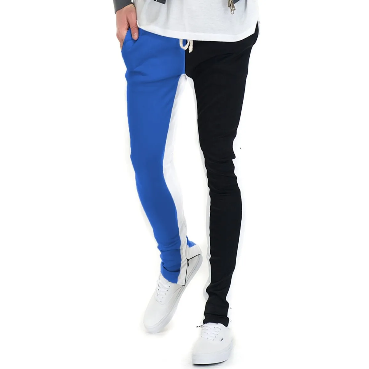 Black & Royal Blue Split Track Pants