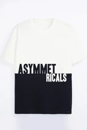 Black and White Horizontal Blocked Asymmetrical Tshirt