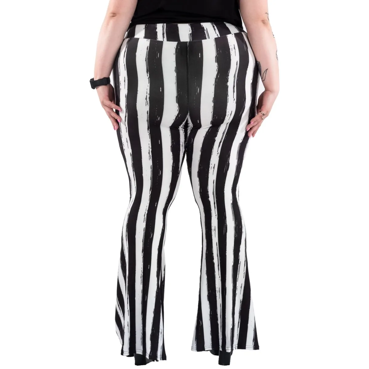 Black White Striped Hellz Bellz Flares