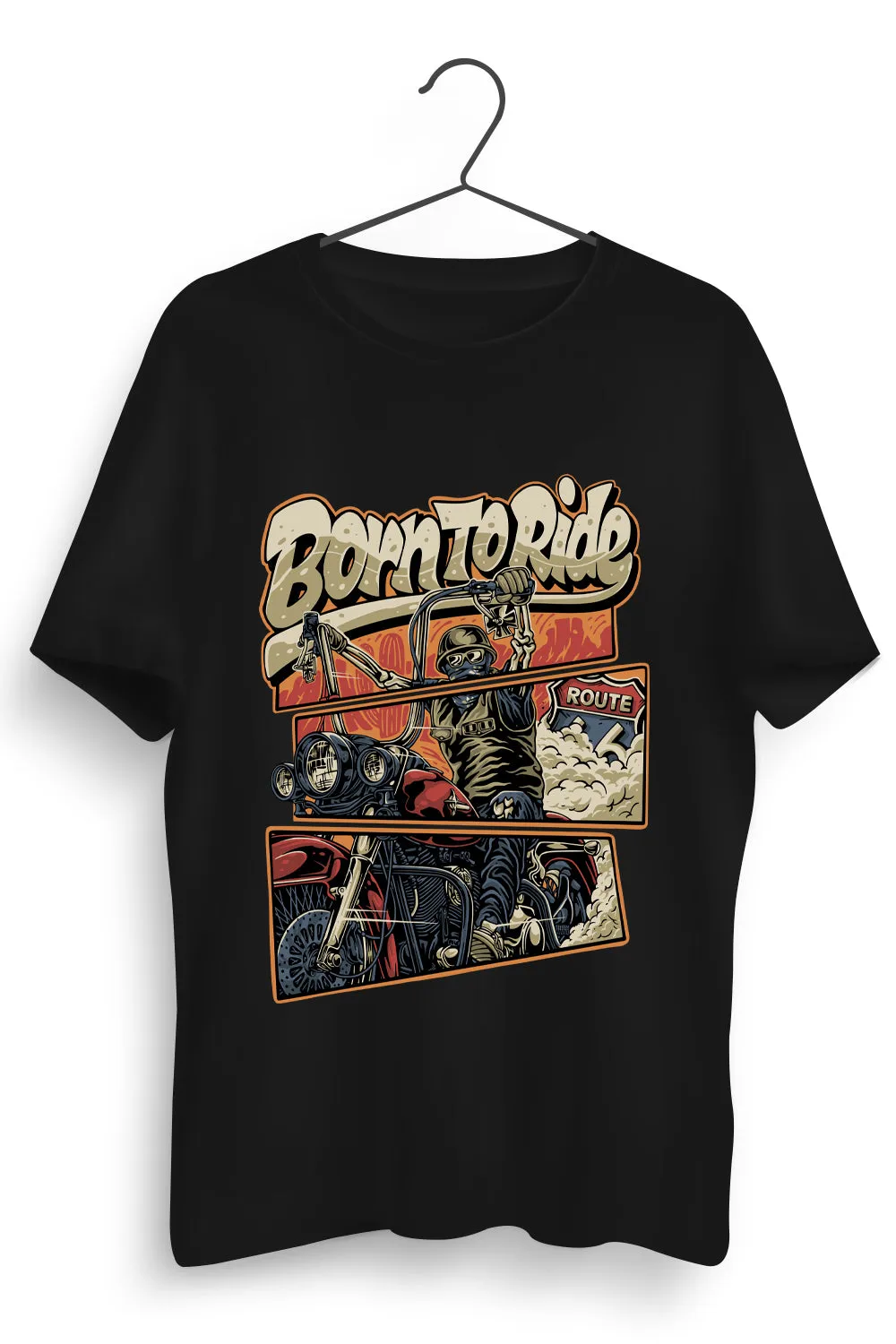 Born To Ride Graphic Printed Black Tshirt