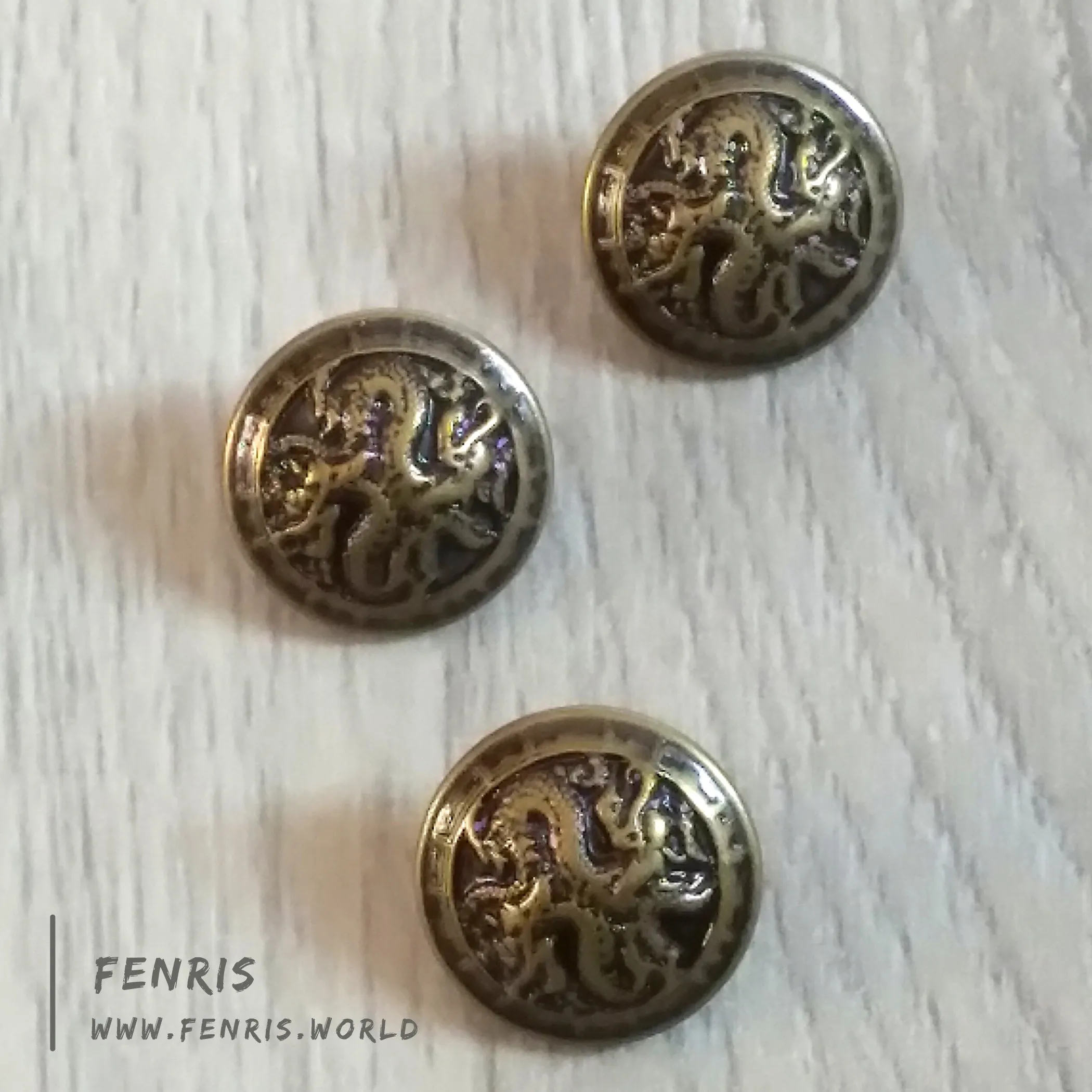 Buttons Antique Gold Asian Dragon