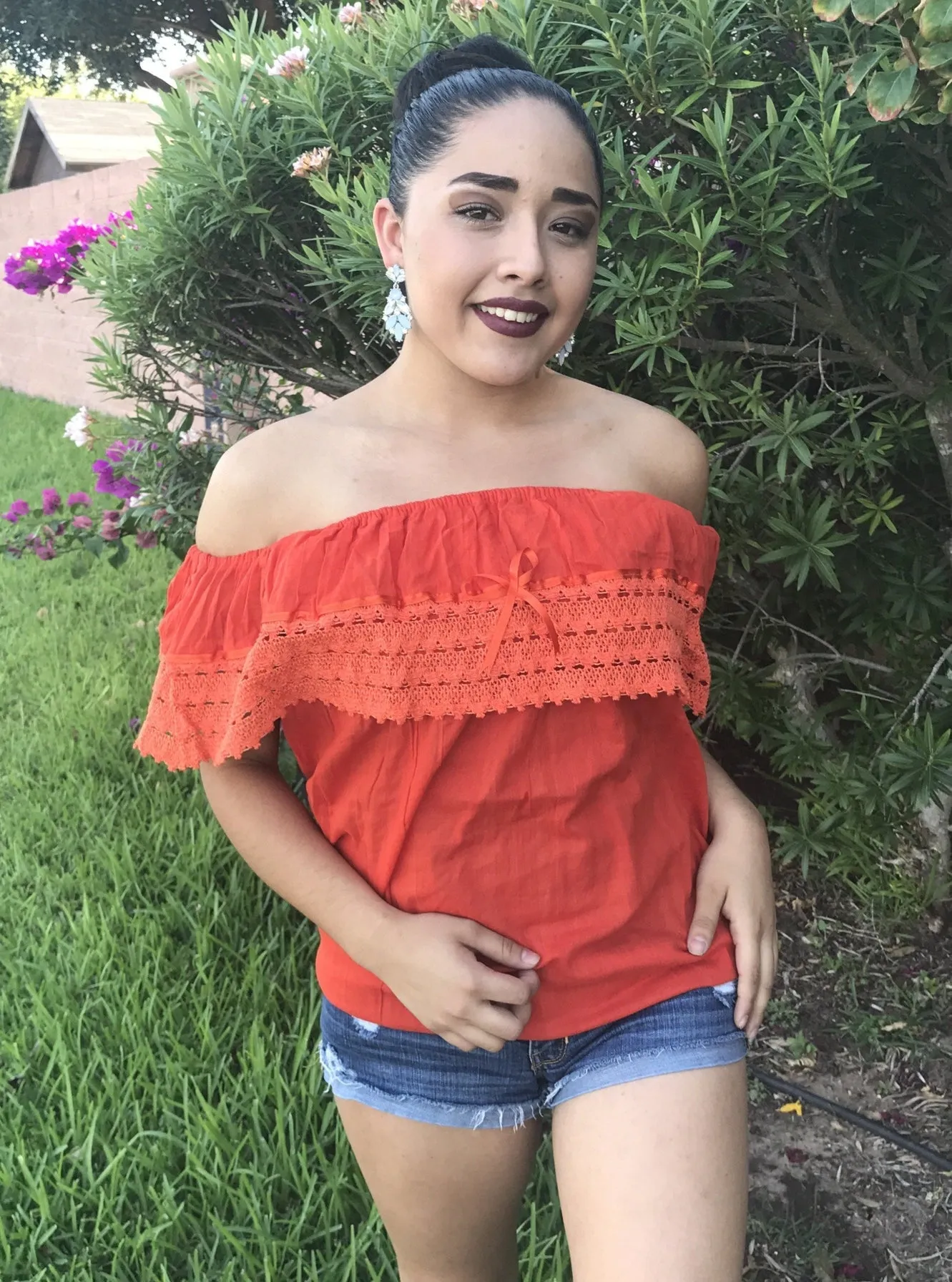 Campesina Off the Shoulder Blouse Coral