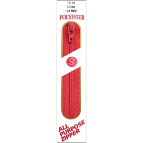 Coats All-Purpose Plastic Zipper 16in Red