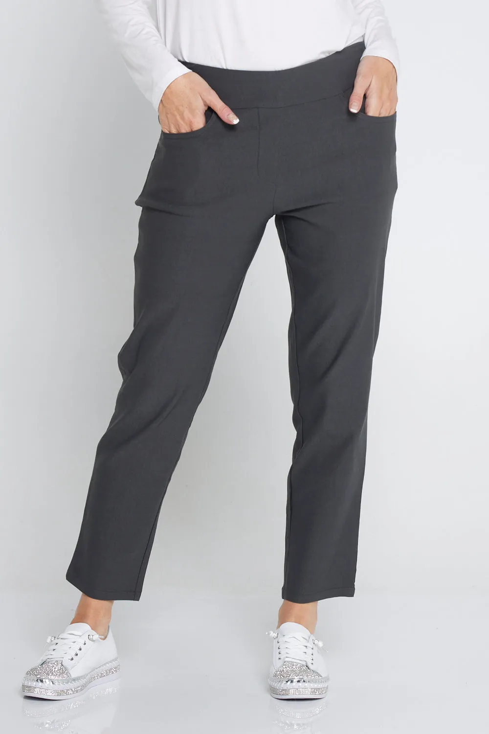 Dana Bengaline Capri Pants - Charcoal