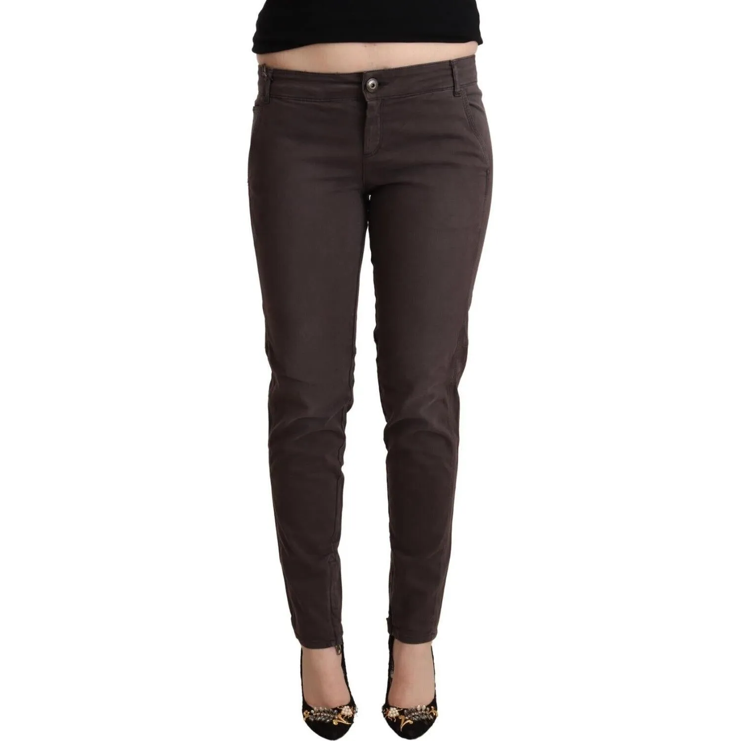 Ermanno Scervino Chic Brown Low Waist Skinny Pants