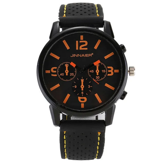 Fashion Jinnaier women's Men's Unisex Large Numbers style Silicone strap quartz wrist watch J10