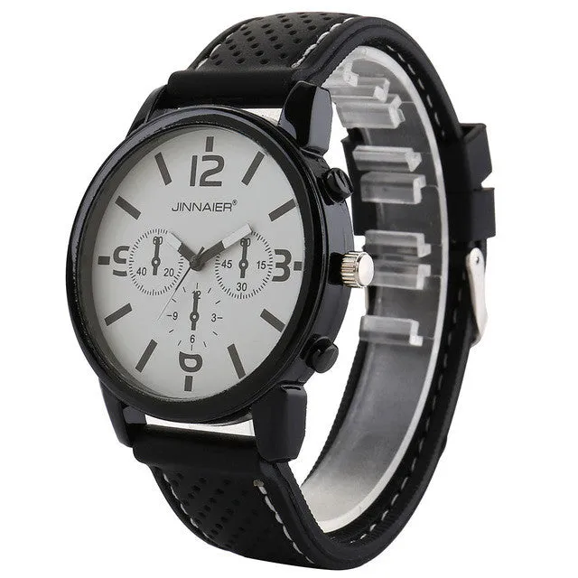 Fashion Jinnaier women's Men's Unisex Large Numbers style Silicone strap quartz wrist watch J10