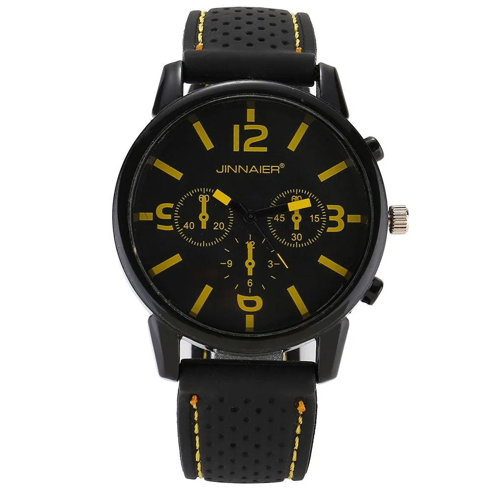 Fashion Jinnaier women's Men's Unisex Large Numbers style Silicone strap quartz wrist watch J10