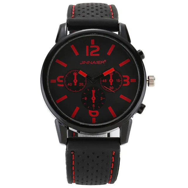 Fashion Jinnaier women's Men's Unisex Large Numbers style Silicone strap quartz wrist watch J10