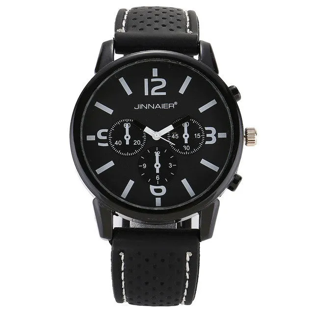 Fashion Jinnaier women's Men's Unisex Large Numbers style Silicone strap quartz wrist watch J10