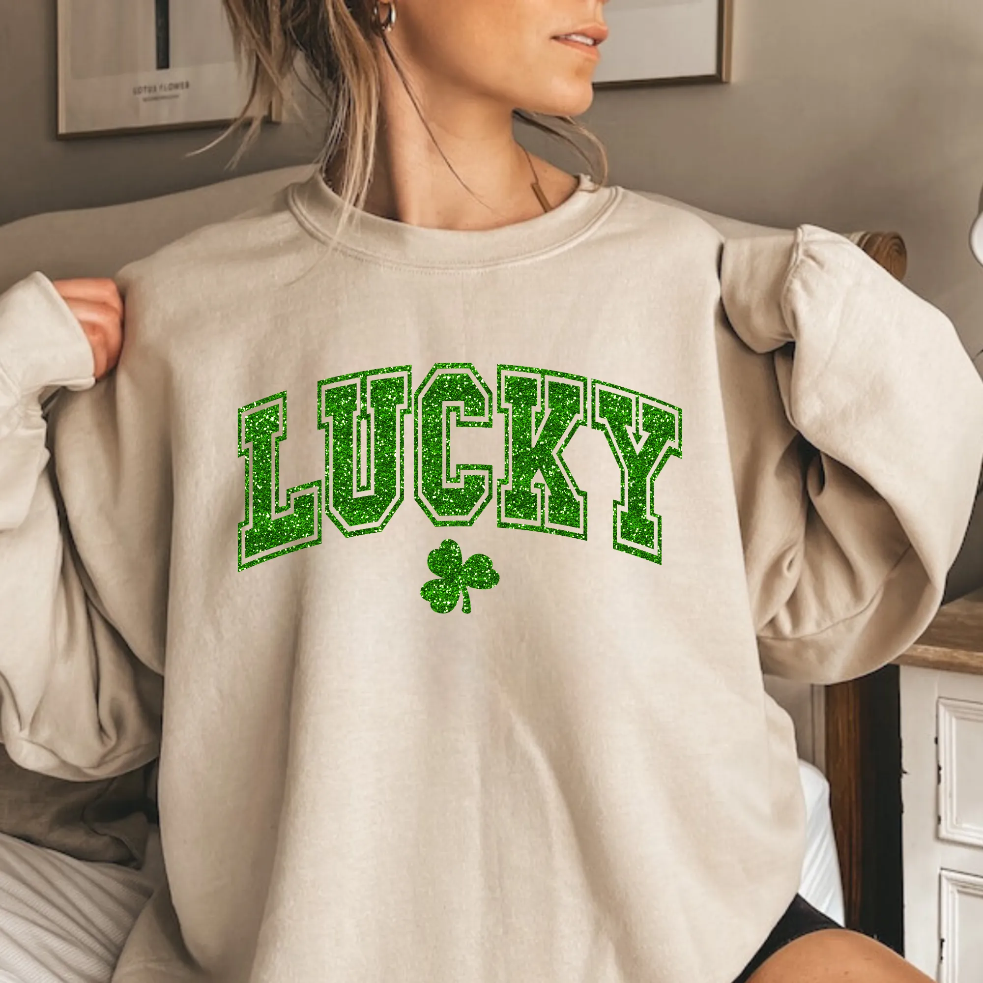 Faux Glitter Lucky St. Patrick's Day Sweatshirt