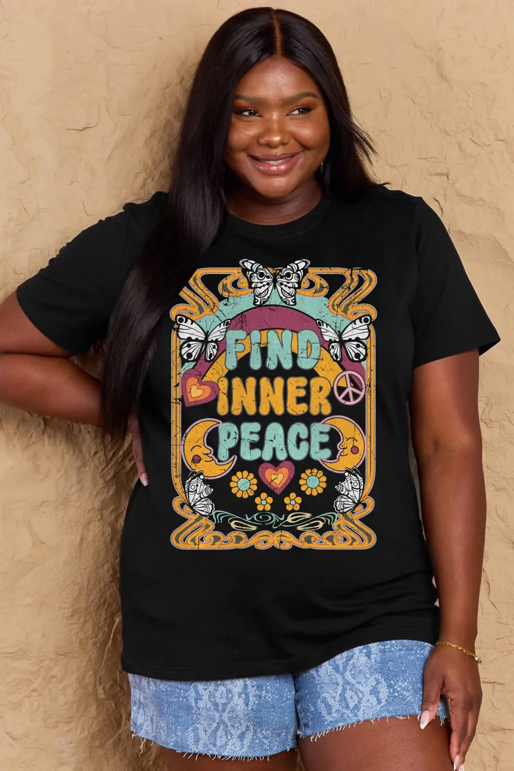 FIND INNER PEACE Graphic Cotton T-Shirt