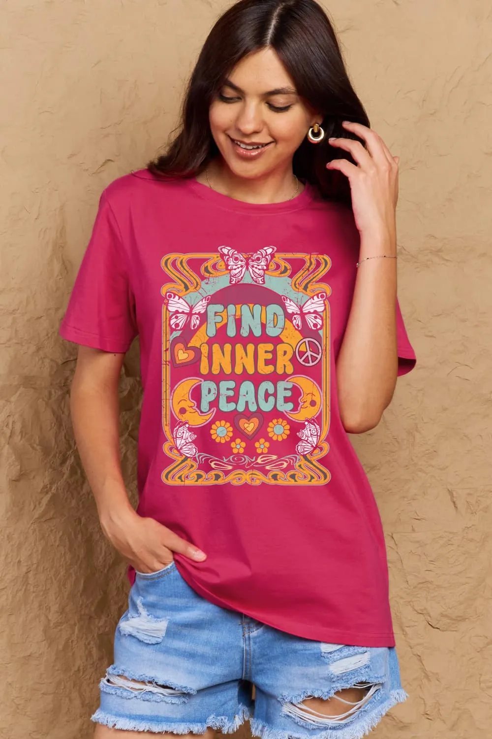 FIND INNER PEACE Graphic Cotton T-Shirt