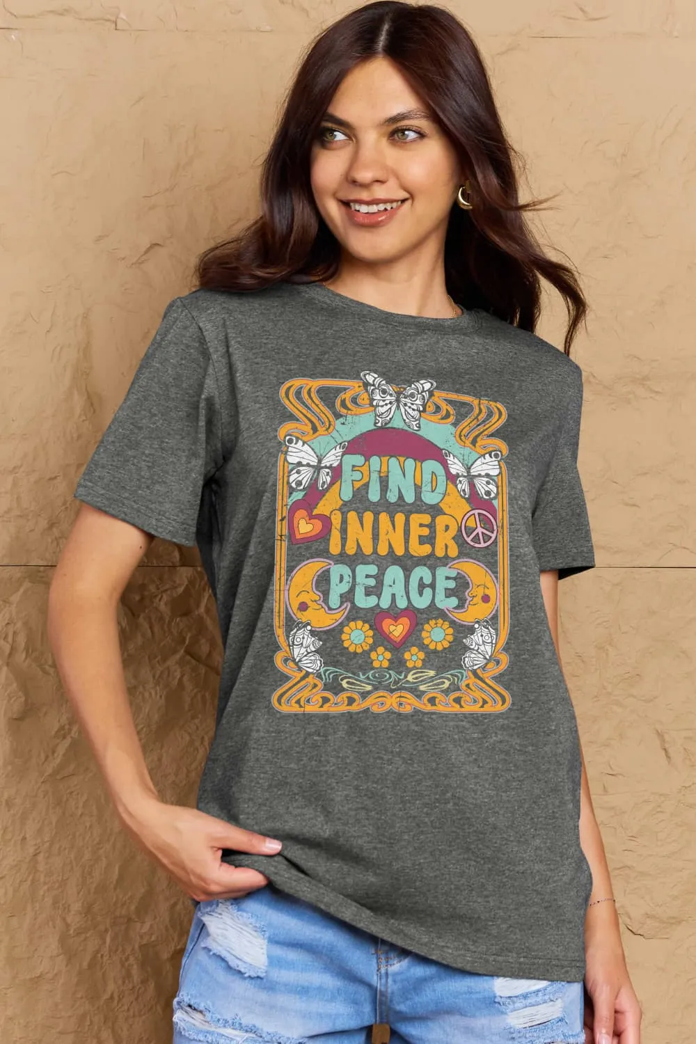 FIND INNER PEACE Graphic Cotton T-Shirt