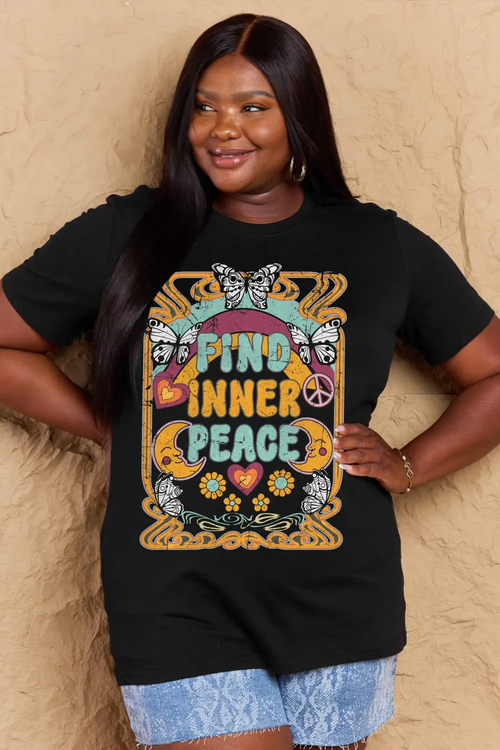 FIND INNER PEACE Graphic Cotton T-Shirt