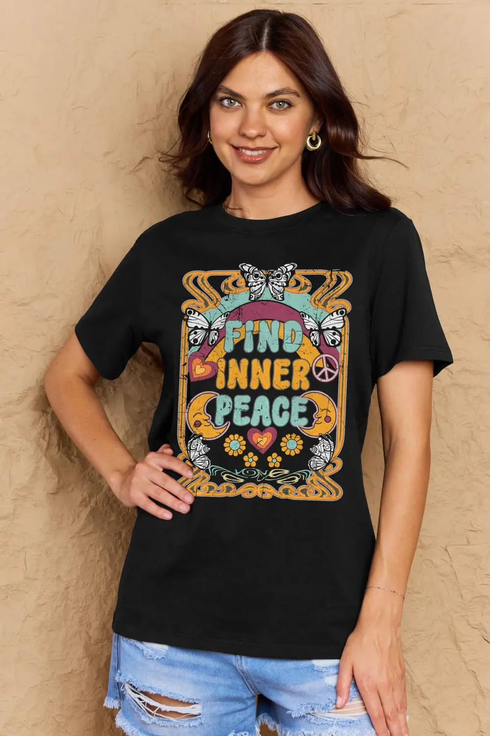 FIND INNER PEACE Graphic Cotton T-Shirt