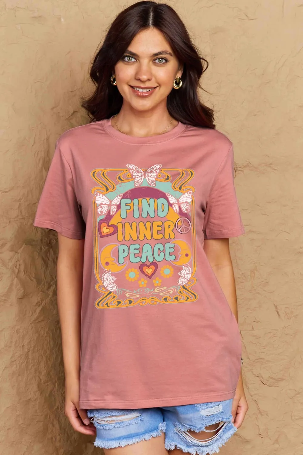 FIND INNER PEACE Graphic Cotton T-Shirt