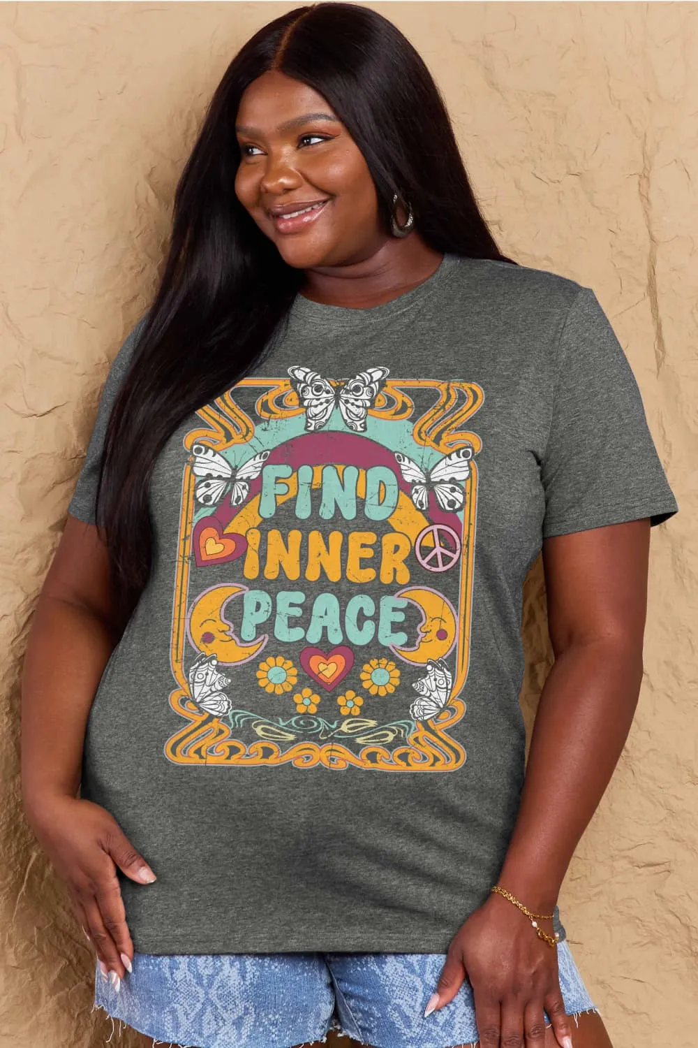 FIND INNER PEACE Graphic Cotton T-Shirt