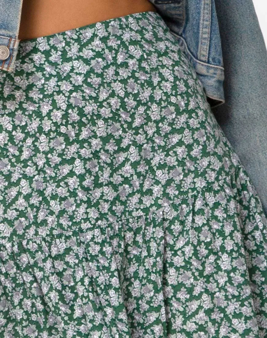 Gleas Skirt in Floral Bloom Green