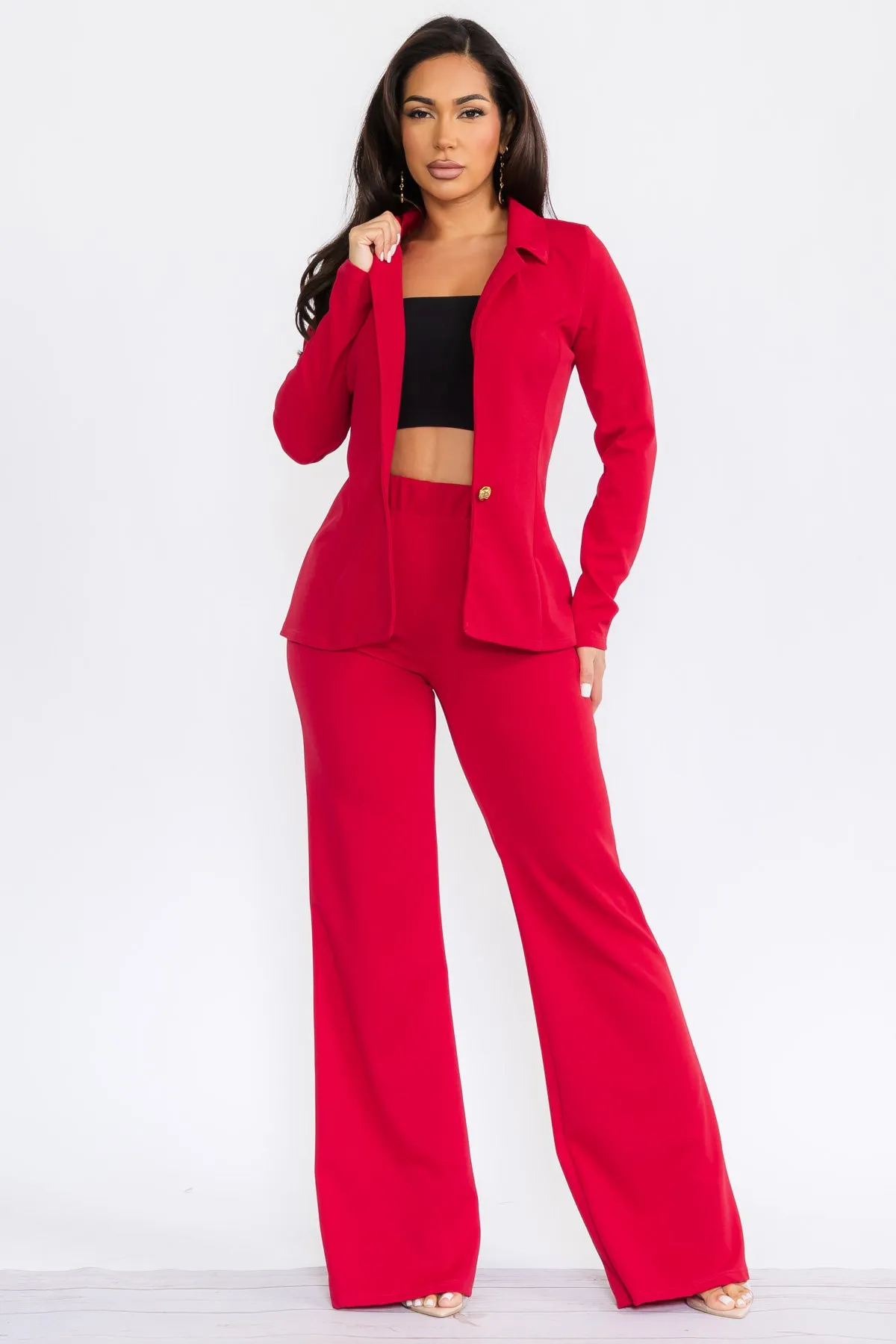 HH741R-S - 2PC SOLID PANT AND BLAZER SET