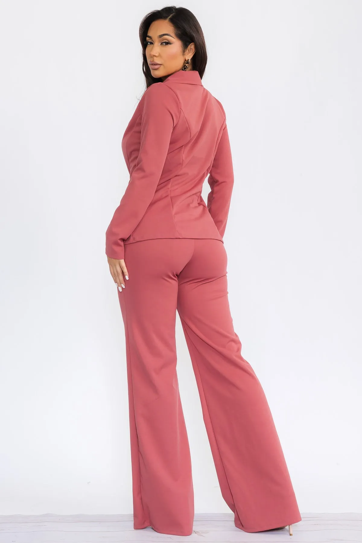 HH741R-S - 2PC SOLID PANT AND BLAZER SET