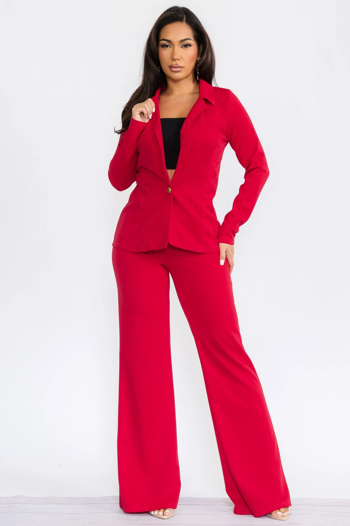 HH741R-S - 2PC SOLID PANT AND BLAZER SET