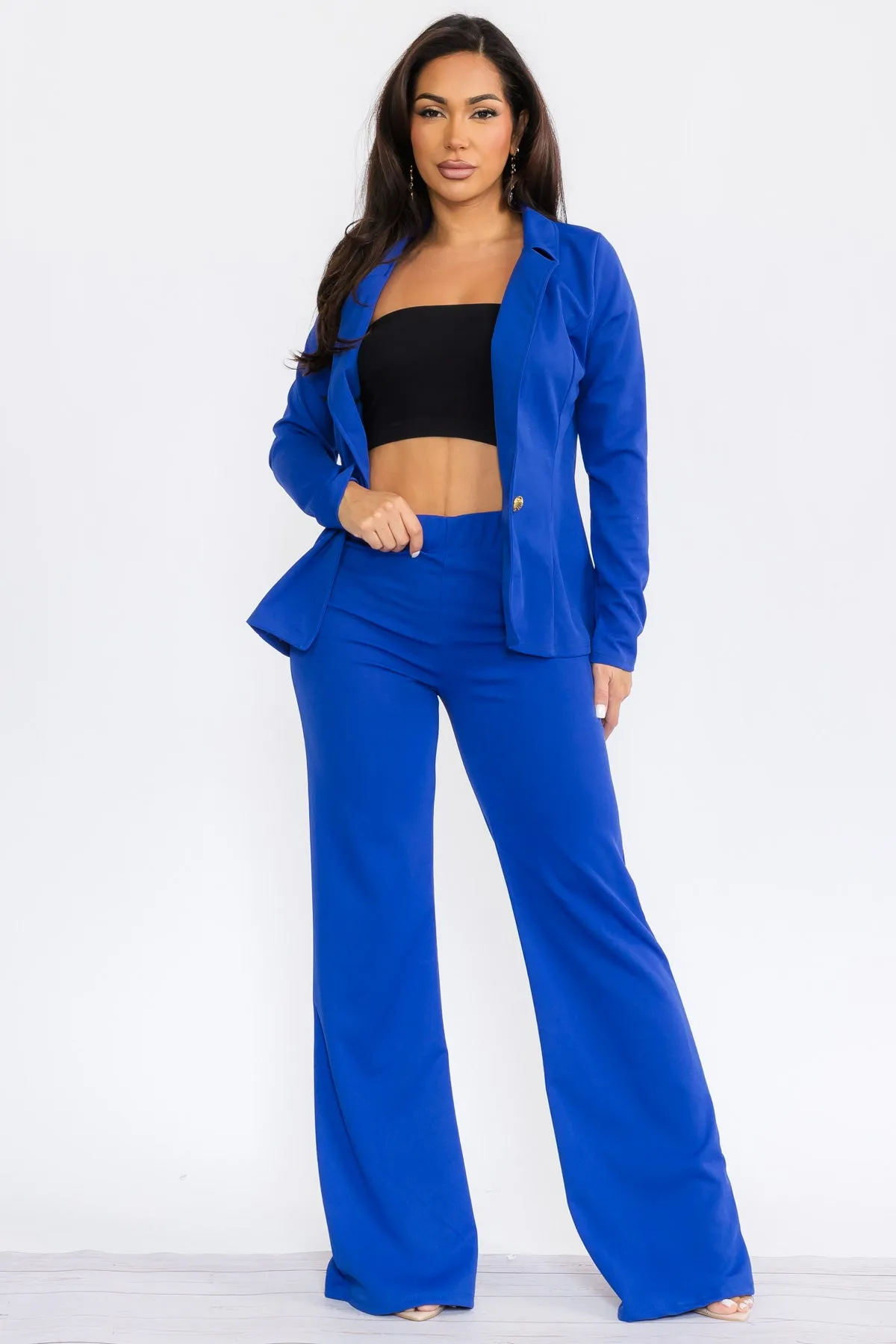 HH741R-S - 2PC SOLID PANT AND BLAZER SET