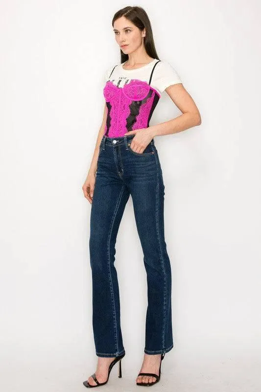 High rise skinny bootcut jeans