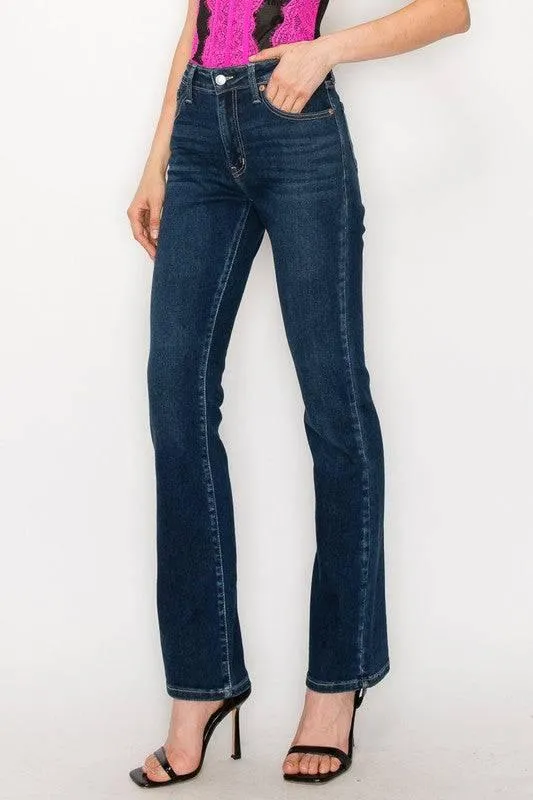 High rise skinny bootcut jeans