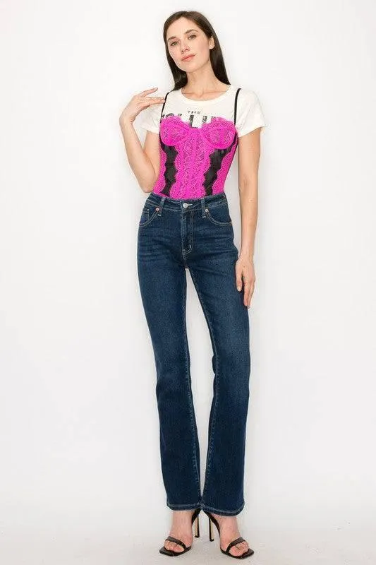 High rise skinny bootcut jeans