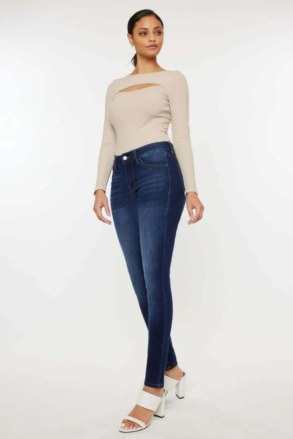 Kancan Mid Rise Gradient Skinny Jeans