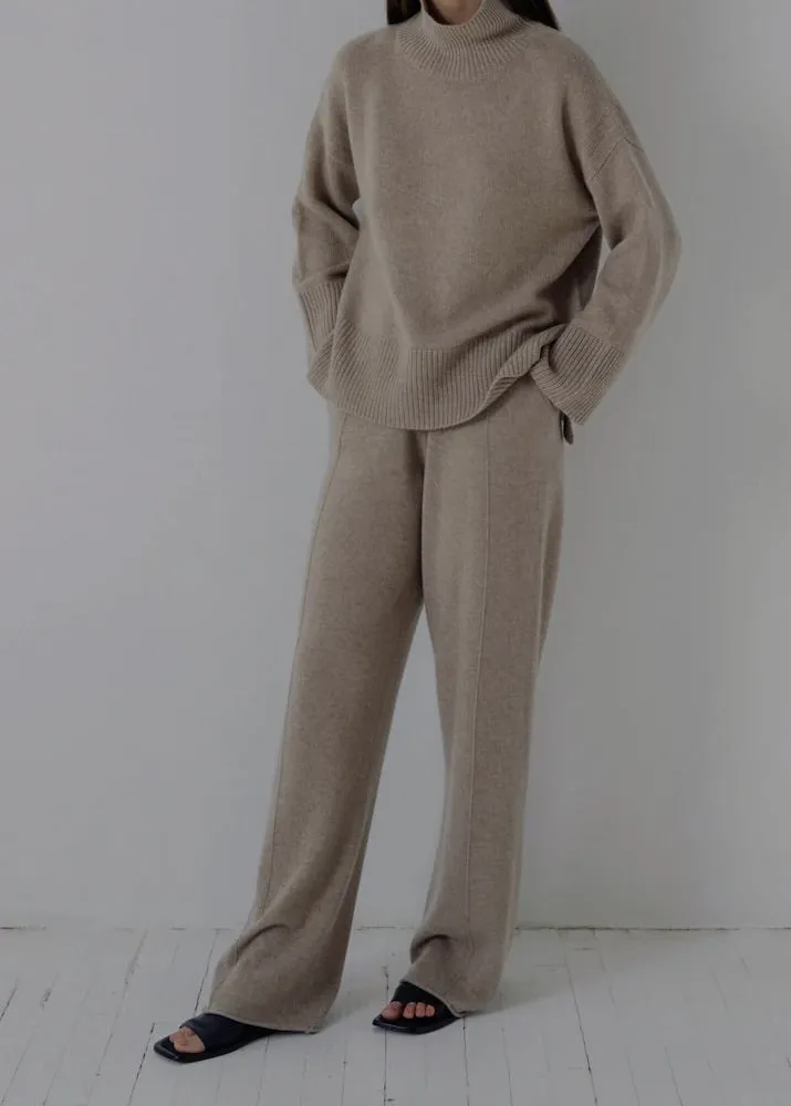 Laurie Wide Leg Sweatpants - Tan