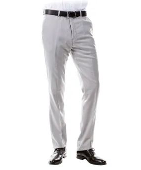 Light Grey Modern Fit Flat Front Pants by Zegarie