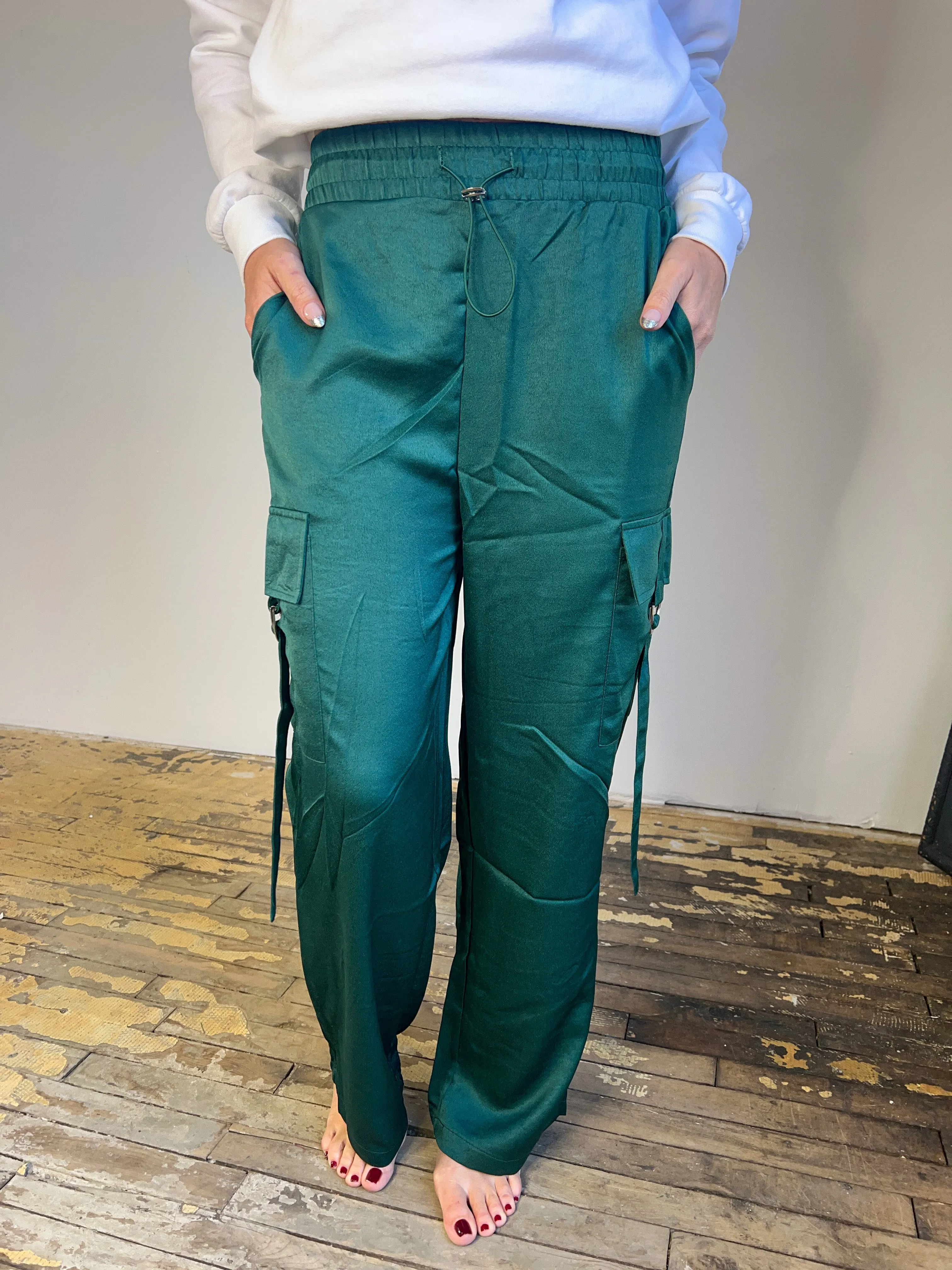 Making Plans Satin Cargo Pant