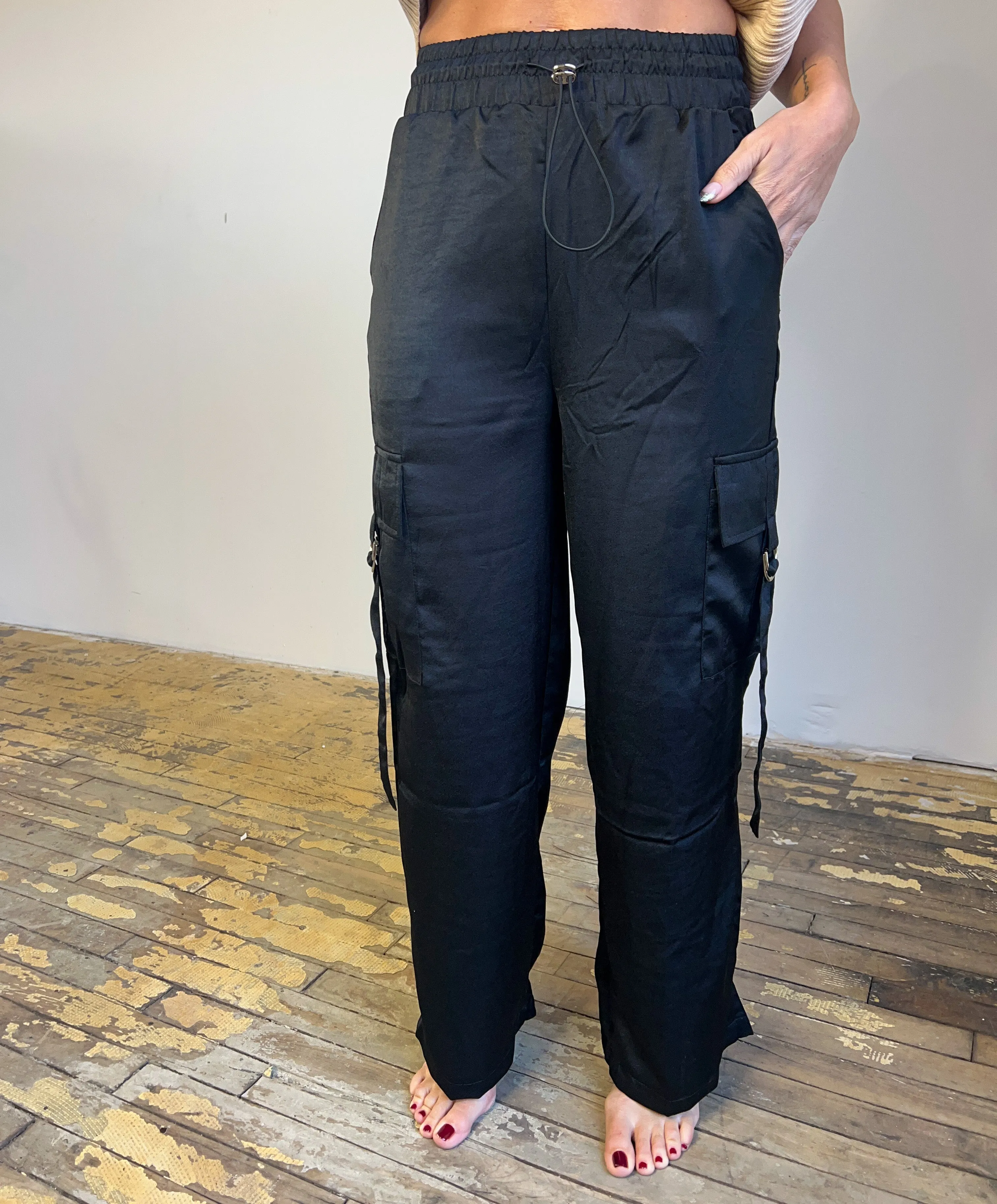 Making Plans Satin Cargo Pant