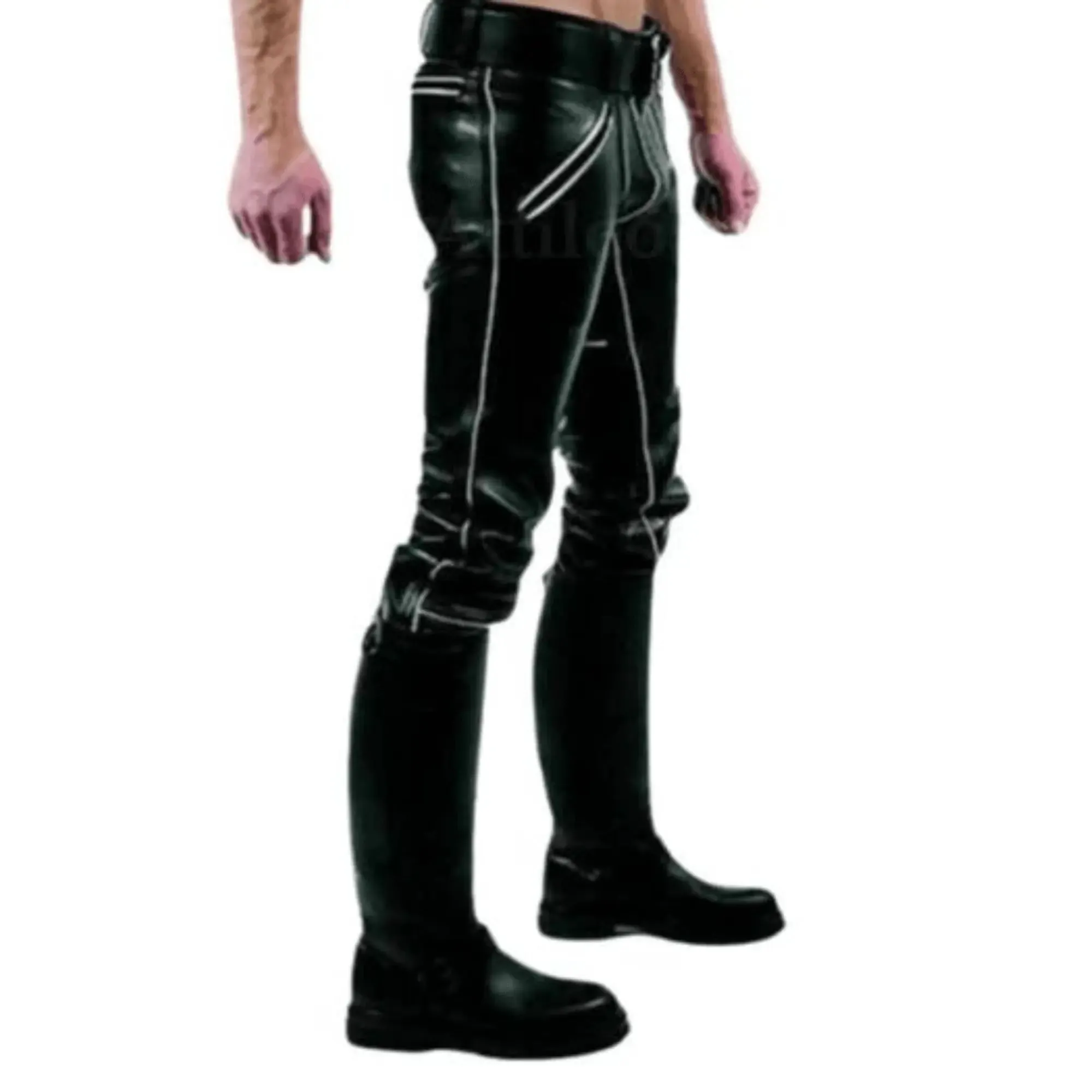 Men Black Leather Pants