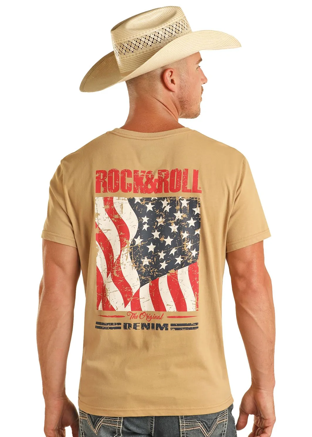 Men's Rock & Roll Flag Graphic Tee Shirt