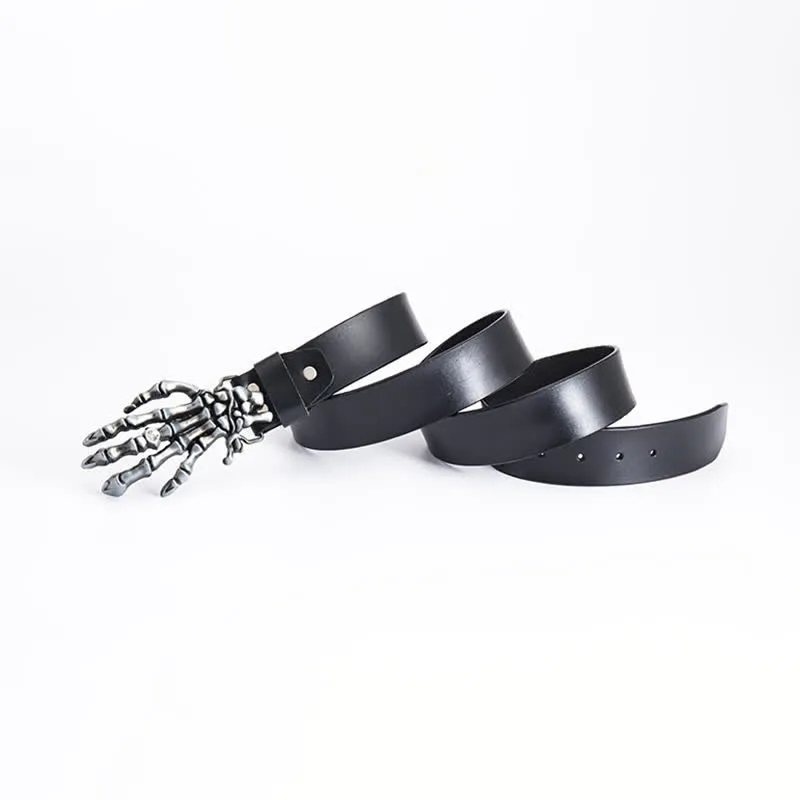 Men's Rock Punk Skeleton Hand Leather Belt