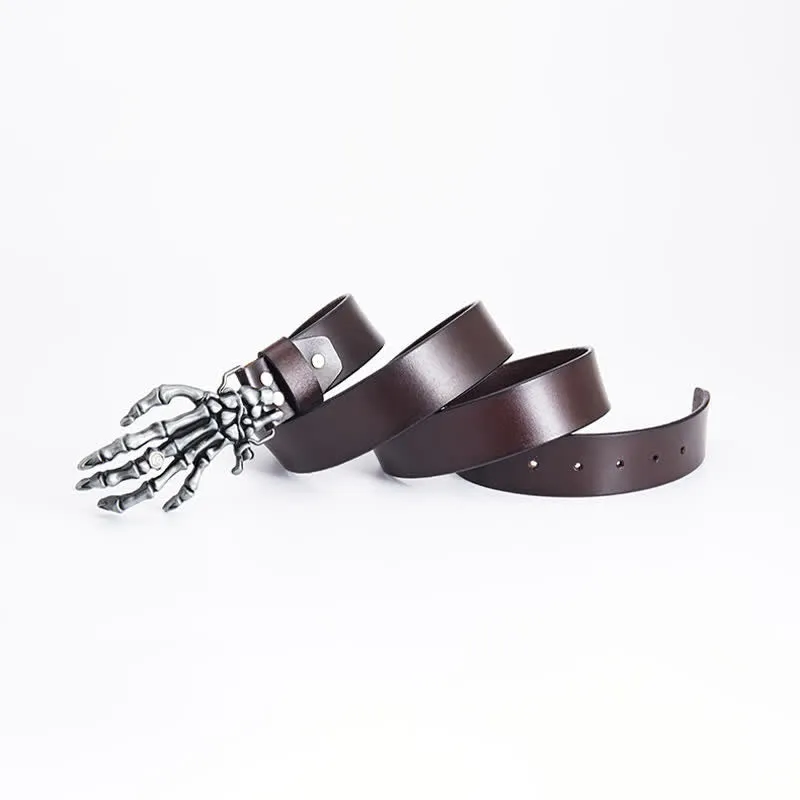 Men's Rock Punk Skeleton Hand Leather Belt