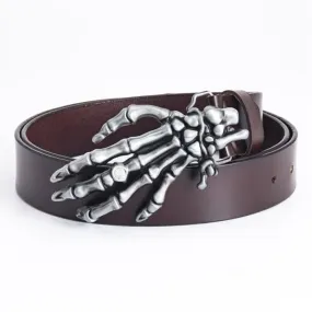 Men's Rock Punk Skeleton Hand Leather Belt