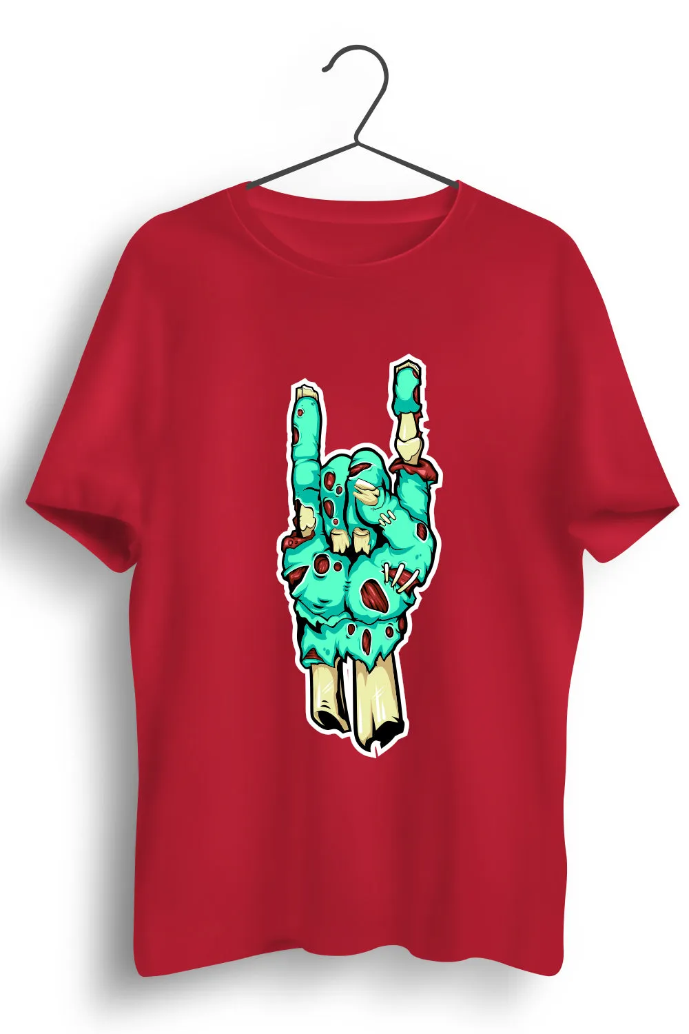 Metal Hand Zombie Graphic Printed Red Tshirt