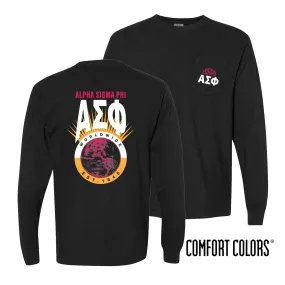 New! Alpha Sig Comfort Colors Retro Worldwide Long Sleeve Tee