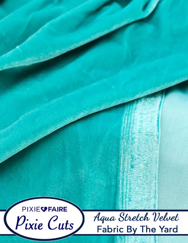 Pixie Cuts Fabric By The Yard - Stretch Velvet Aqua 1/2 Yard